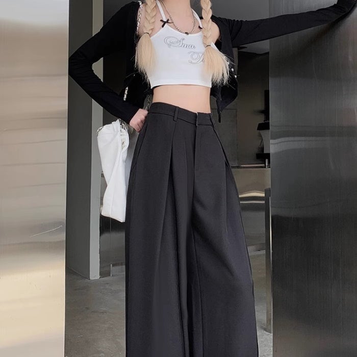 タック ワイドパンツ レディース 韓国 ファッション タック