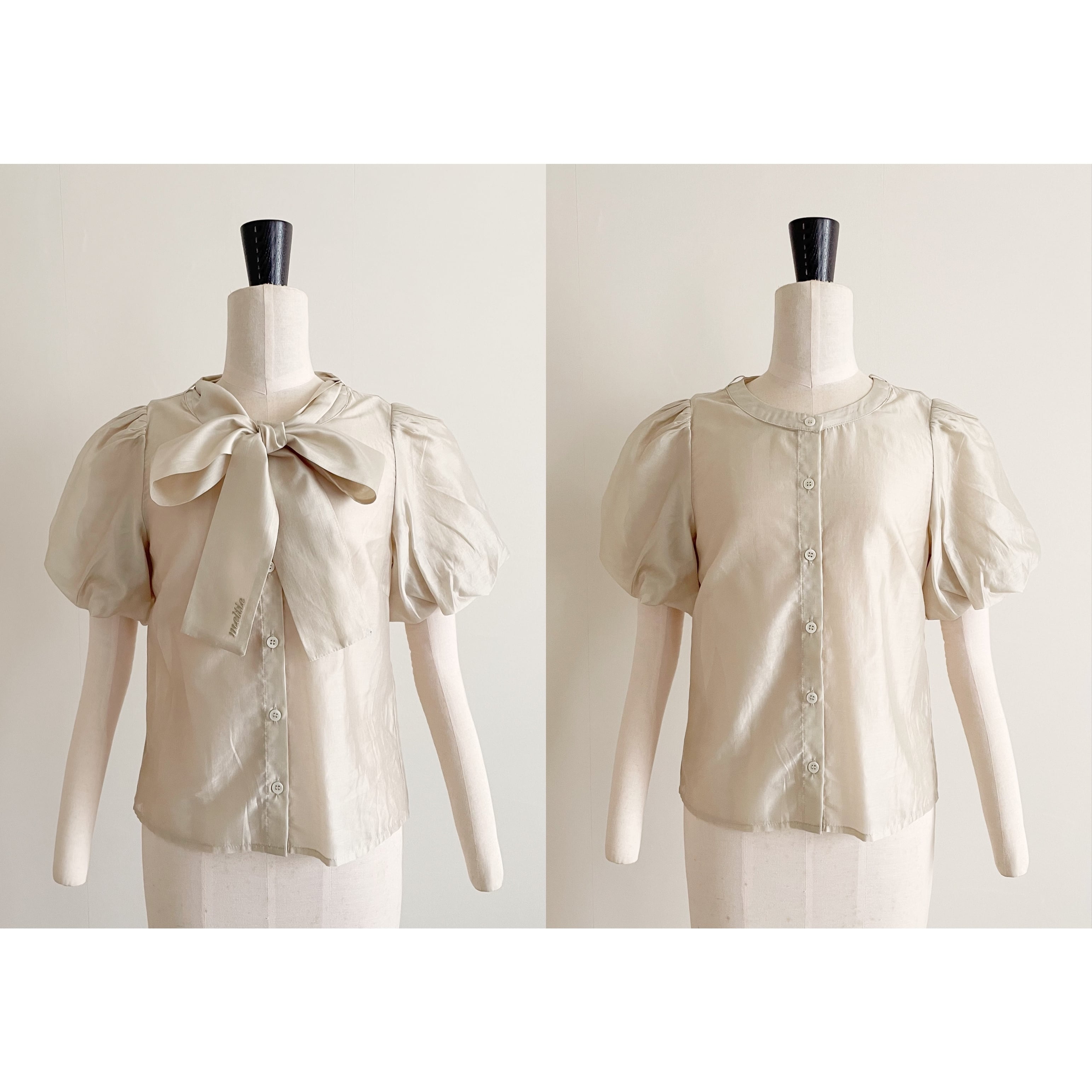 original 2way ribbon sheer blouse