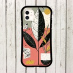 受注生産 iPhoneケース 葉っぱとコーラル紙片のボタニカルコラージュ｜植物モチーフ ZINE009D