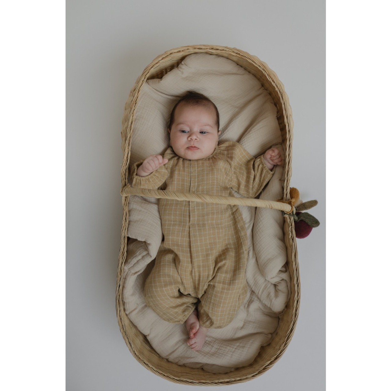 organiczoo　Grid Check Onesie Wheat