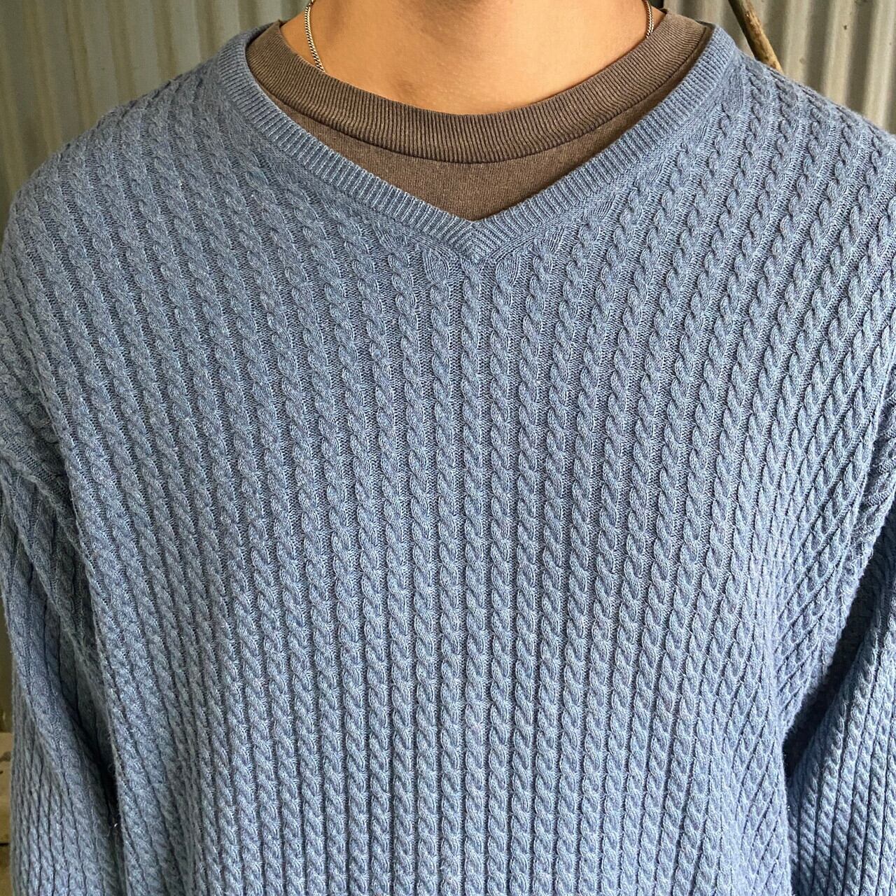 PENDLETON ペンドルトン 無地 Vネック ケーブルニット コットンニット 
