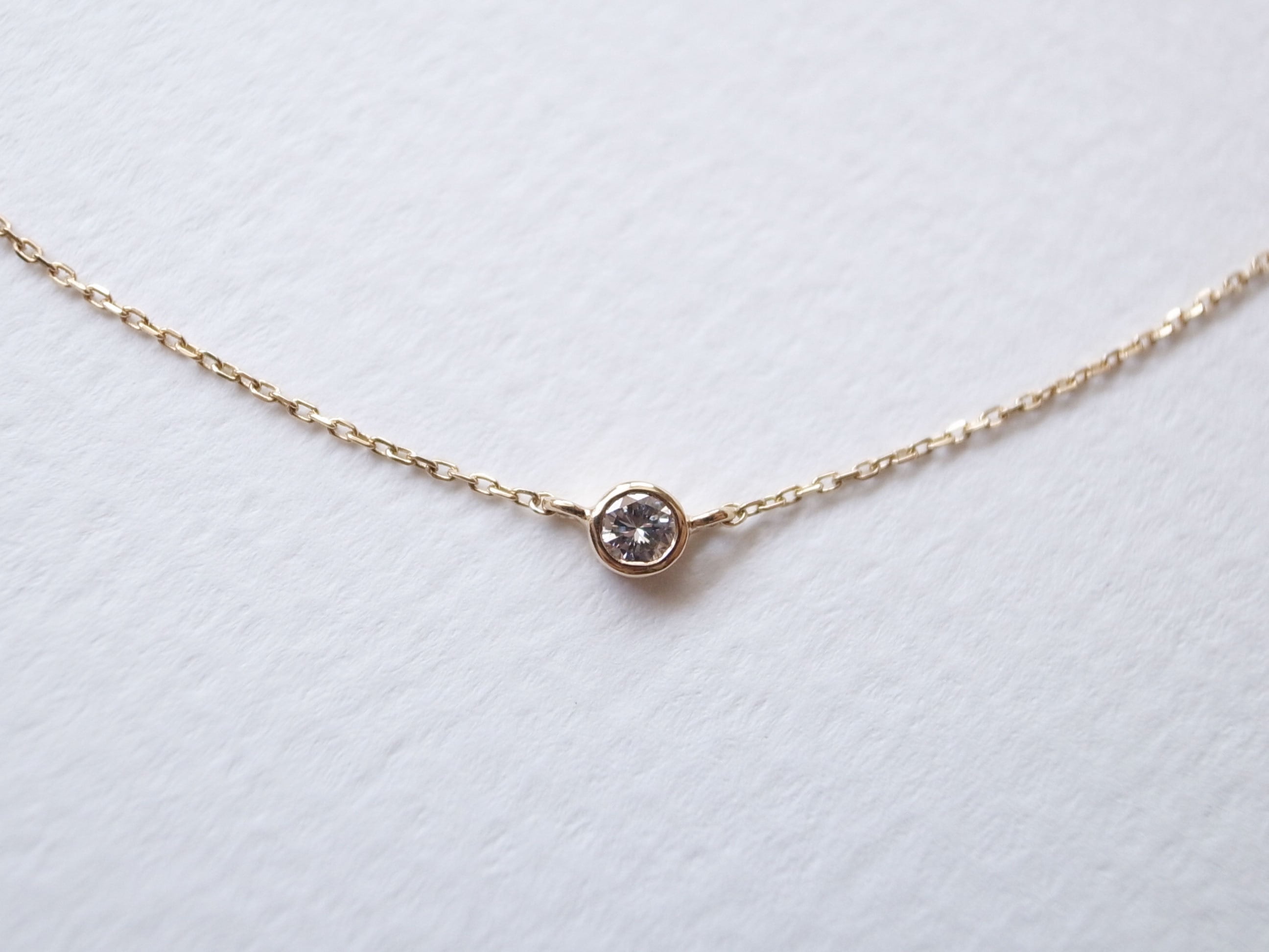 K18YG Diamond/2.5round grain necklace | niruc