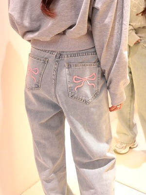back ribbon straight denim