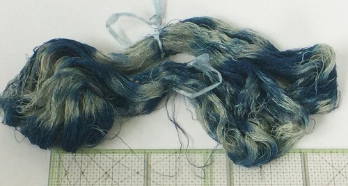 コピー：コピー：藍染カスリ調のリネンと綿のスラブ糸
