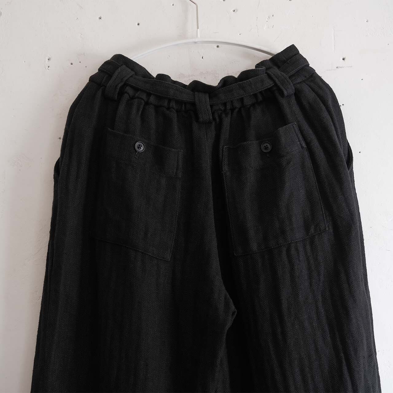 unisex egg pants C／herringbone linen〈black〉 | SALUÉ