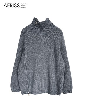 サイドジップハイネックニット 3color A0741