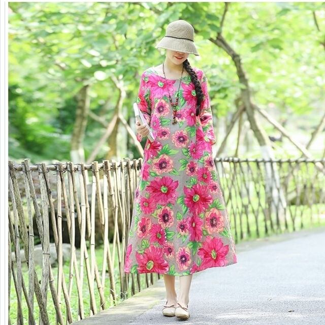 美品 レオナール 幾何学 花柄 チュニック 日本製 エスニック フラワー