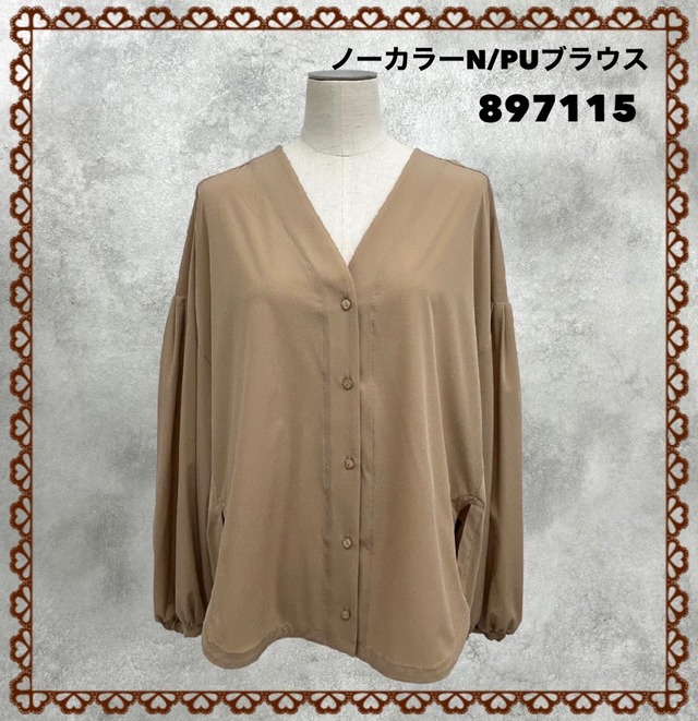 [予約販売] ayane アヤン　ノーカラーN/PUブラウス　897115 (12/末〜1/中入荷予定)