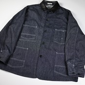 INTERIM / GOAT LEATHER COLLAR SILK NOIL DENIM 1st HERCULES COVERALL