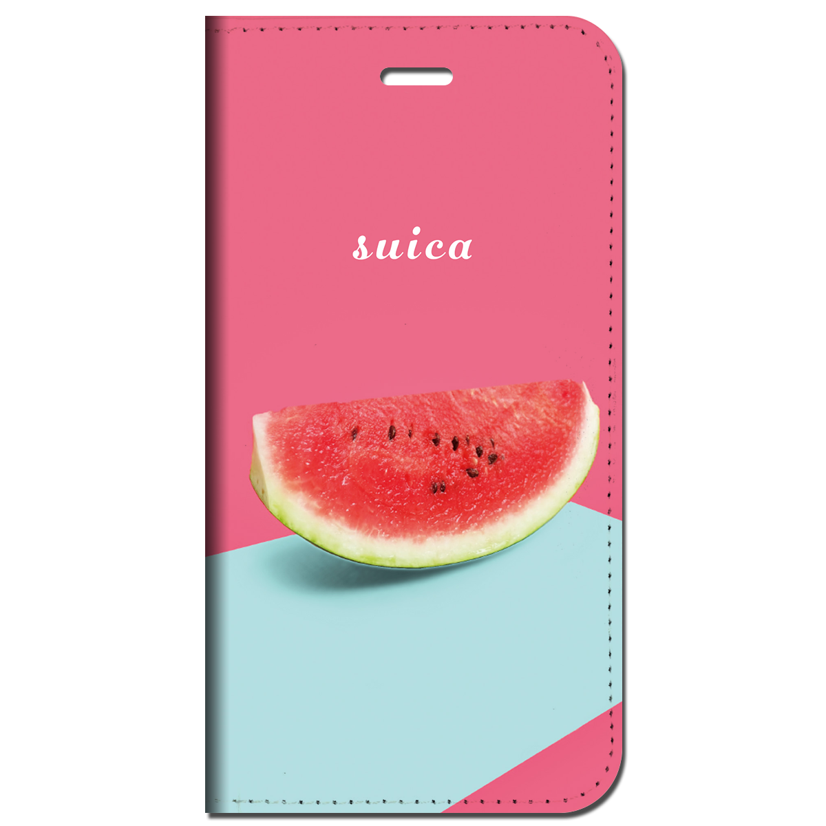iPhone対応 スマホ 手帳型ケース スイカ&フィグ イラスト 野菜 果物 ポップ 【iPhone17 / iPhone16 / iPhone16e / iPhoneSE 他 iPhone各機種対応】 st59