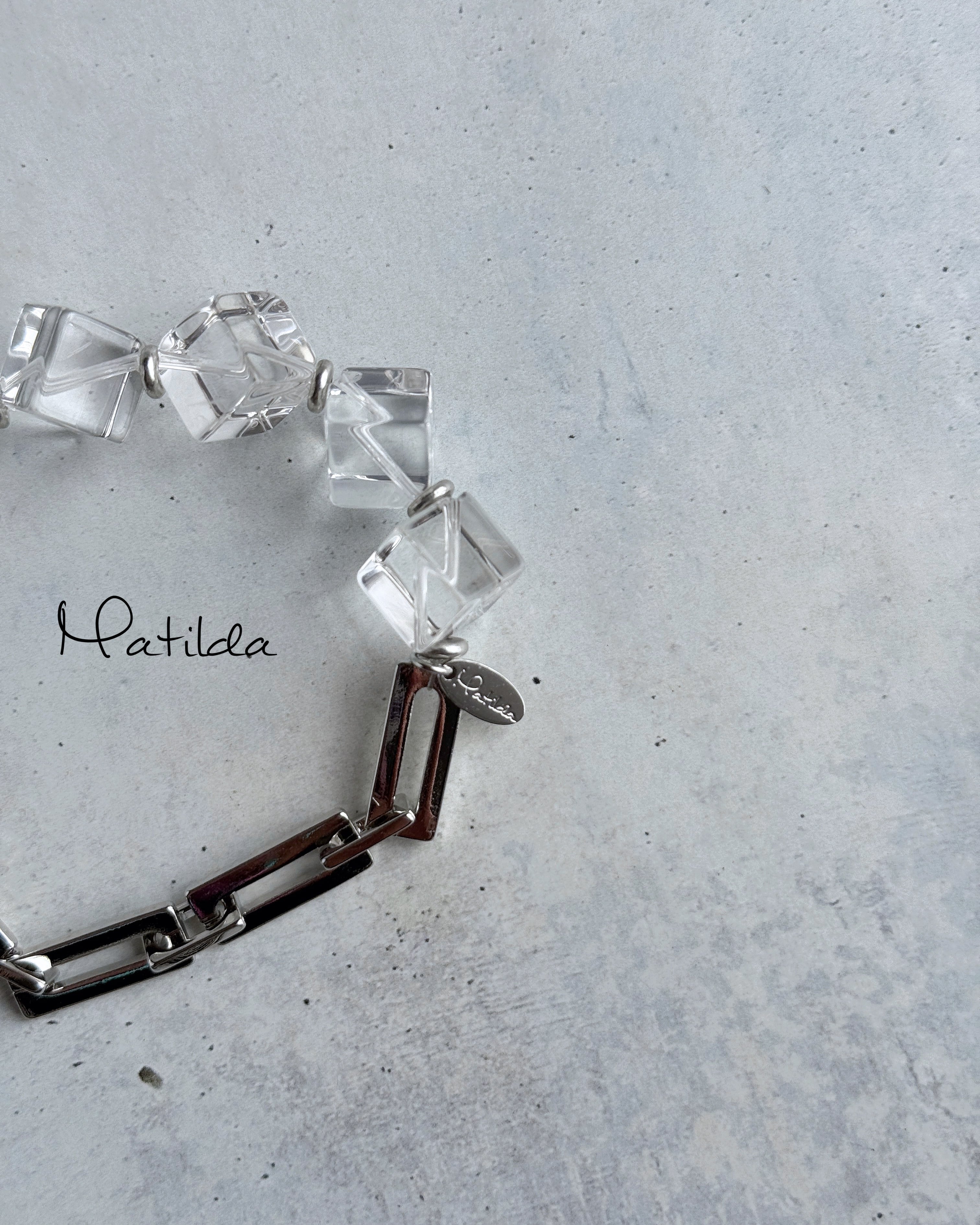 Chain & stone bracelet(キューブクォーツ)