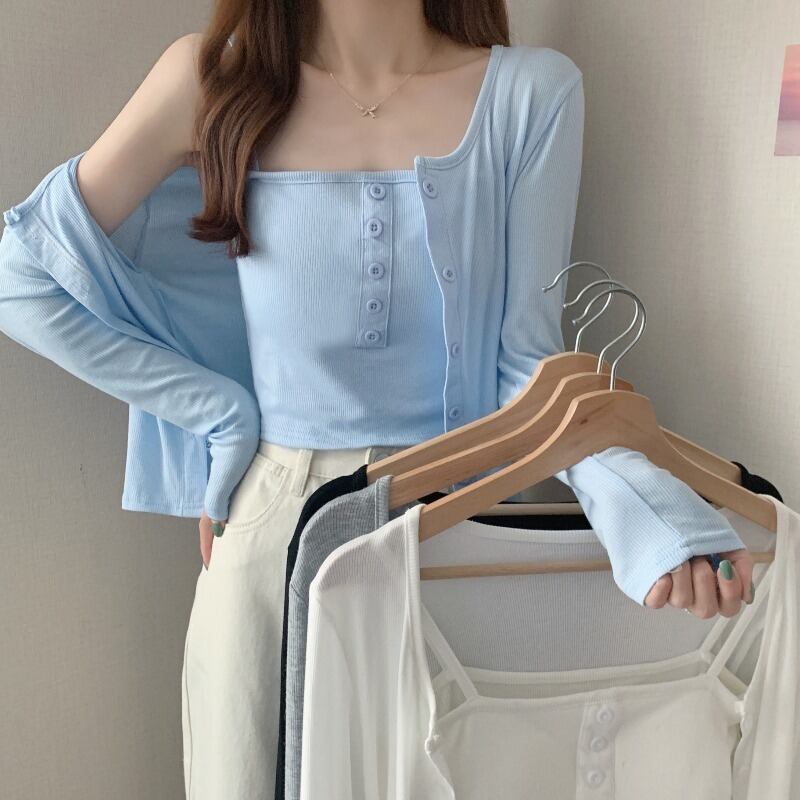 オータムショートカーディガン薄手 ロング 秋物 ハンチェンe6680914398