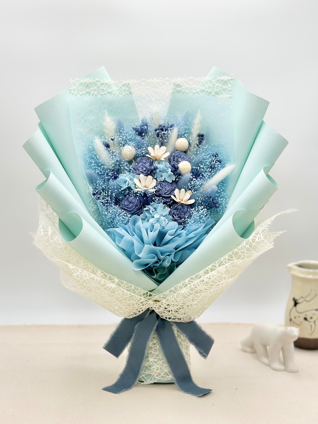 ドライフラワー花束(空色) □Lサイズ 【定番商品】 画像1