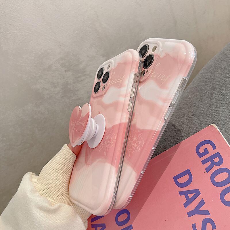 iPhone14 Pro Max/13/12ケース いちごミルク ハートソケット付き