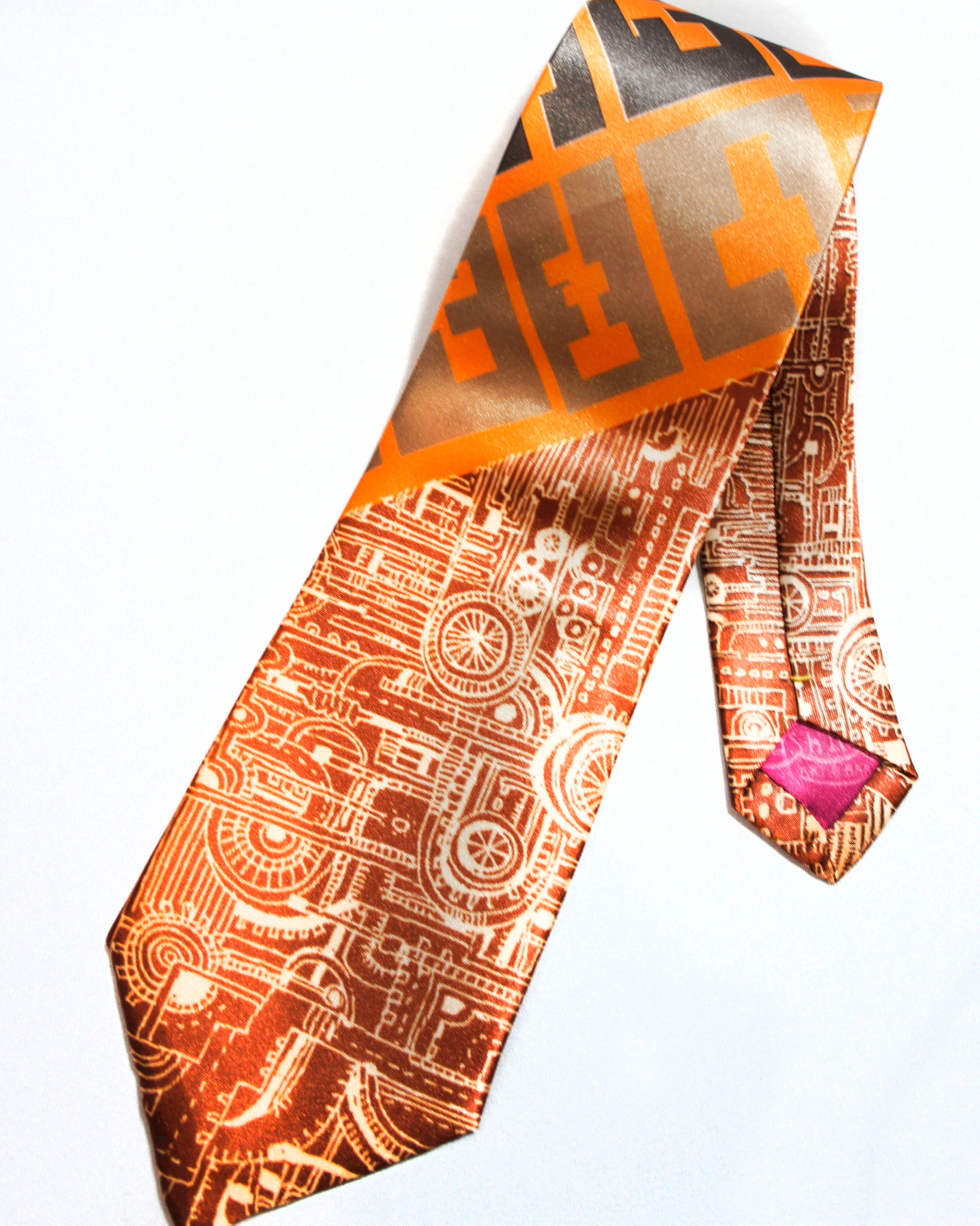 mushroomネクタイ【一点物】【個性派】【廃工場シリーズ3 オレンジ】