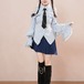 【2点セット】ティアードフリルスリーブブラウス＋チェックプリーツミニスカート ・78802
