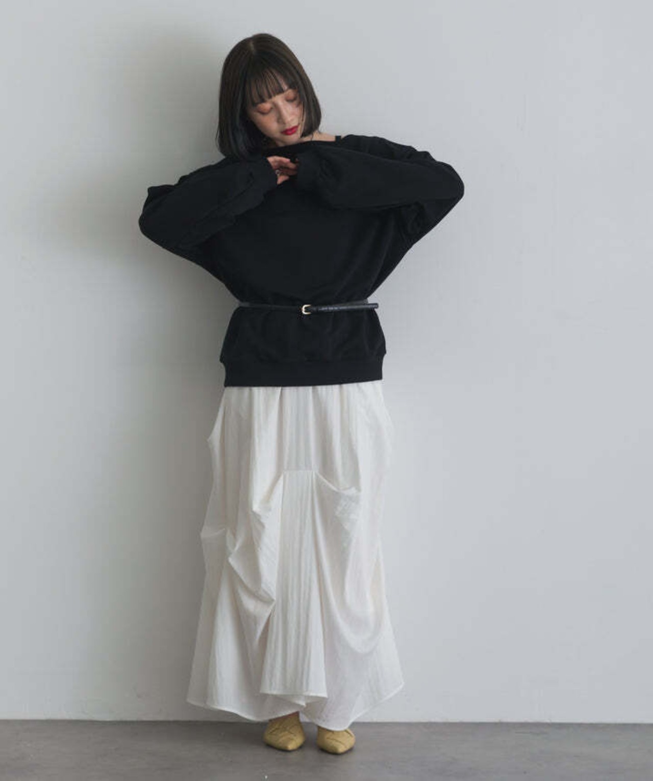 2176 ワンショルダースウェットプルオーバー black