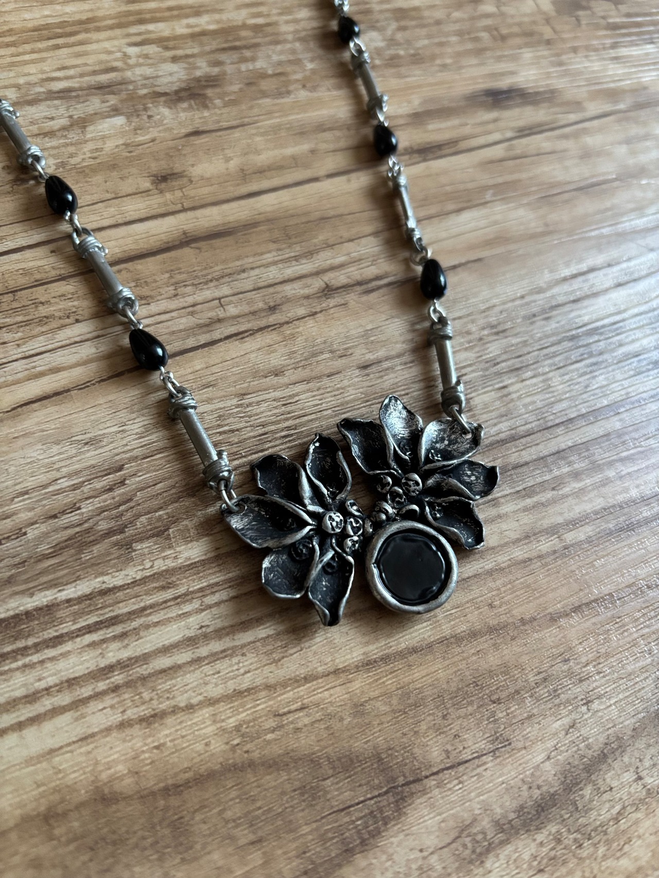 gothic floral statement necklace-5312-7