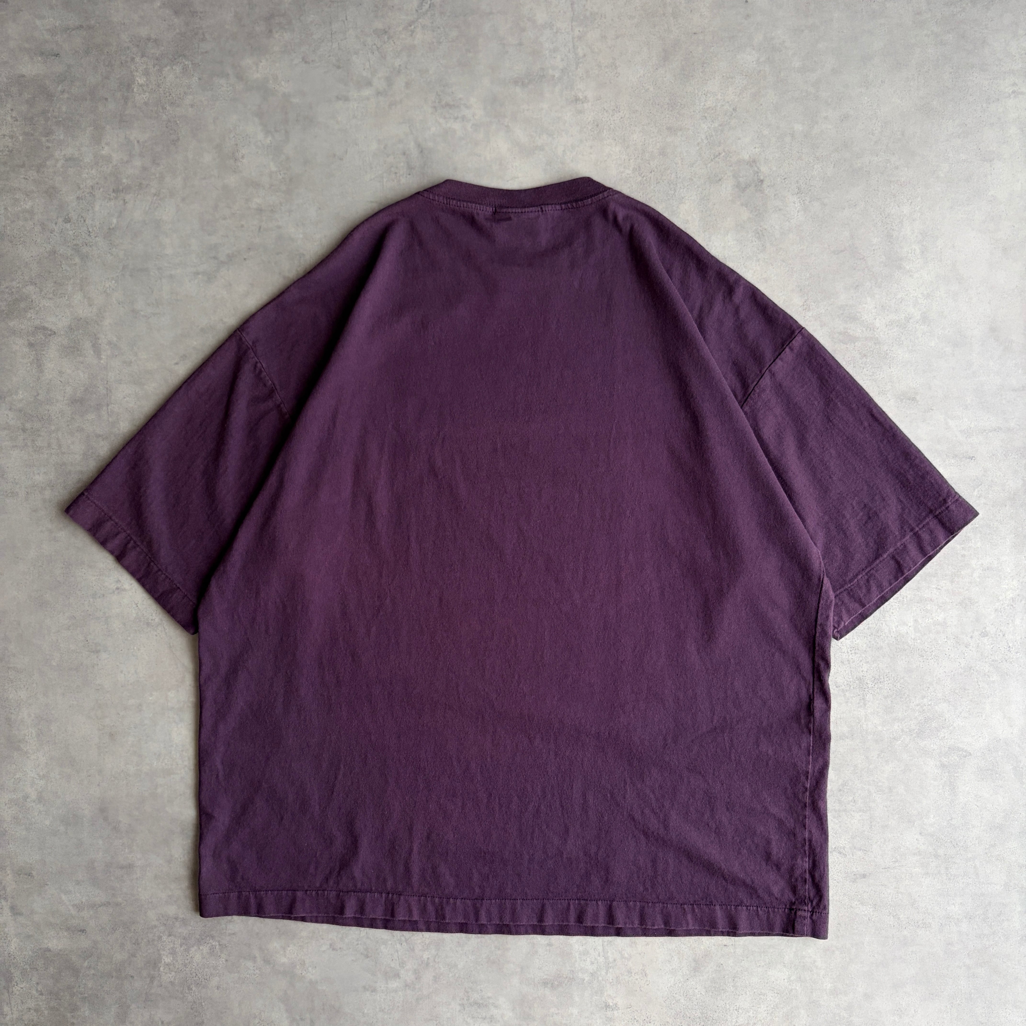 90s USA製 無地 Tシャツ XL パープル シングルステッチ Fruit 90s PURE STUFF BASICS 無地 Tシャツ USA製 茄子紺 シングルステッチ