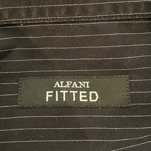 【ALFANIFITTED】黒ボディ ホワイトドット ストライプ 長袖シャツ Lサイズ US古着 アメリカ古着