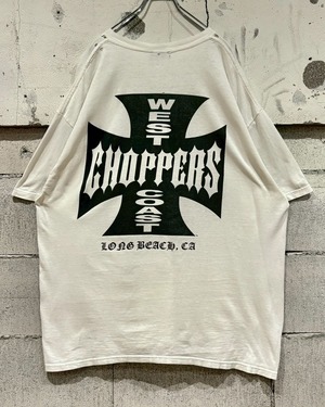 【Caka otto】"WEST COAST CHOPPERS"  Iron Cross Logo Print Loose T-Shirt