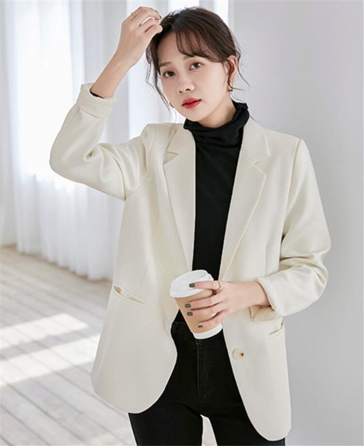 快適さが素晴らしいです 韓国ファッション 気質 ピュアカラー スーツ コート 短いスタイル スリム スーツ