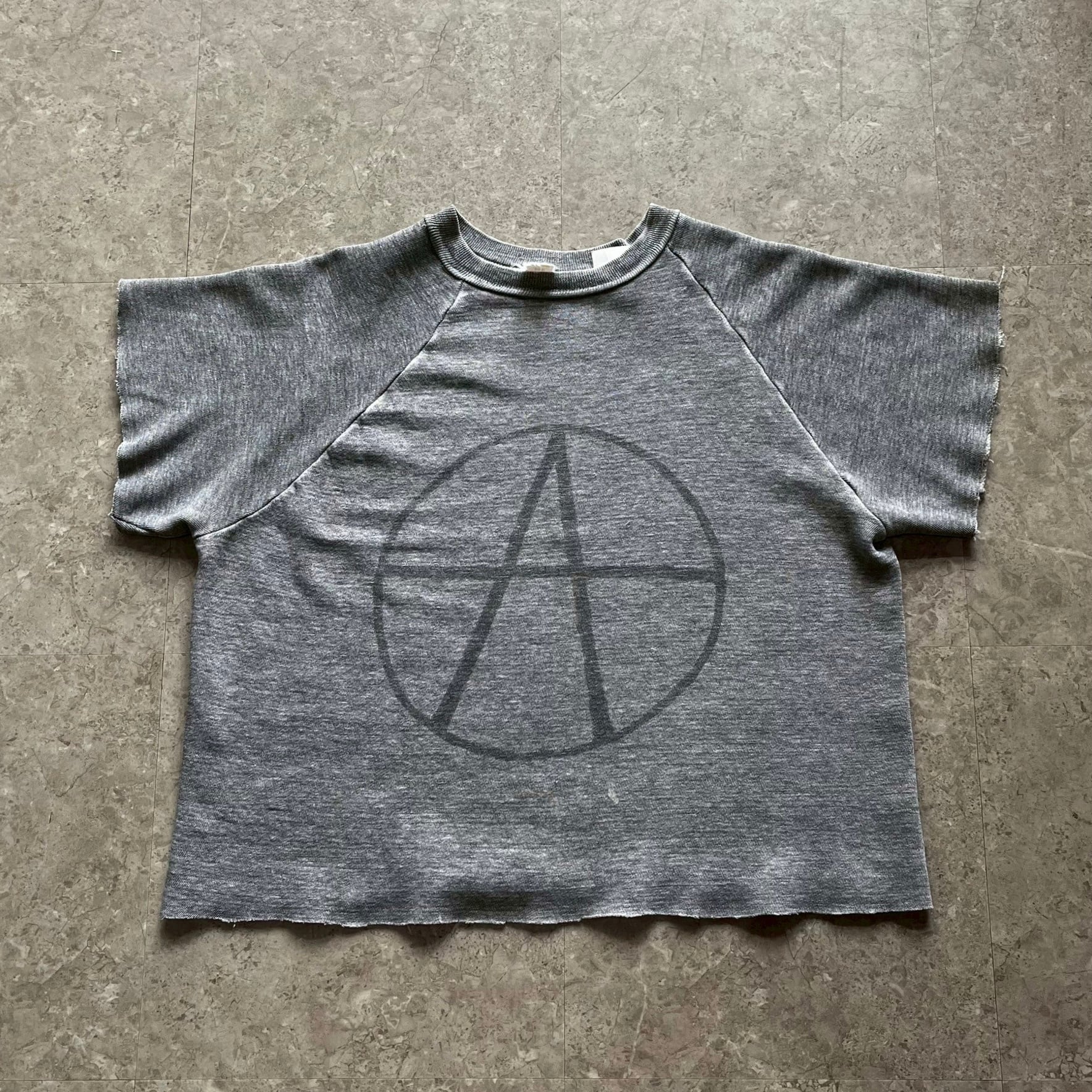 70s russel athletic cut off anarchy mark print sweat【仙台店】