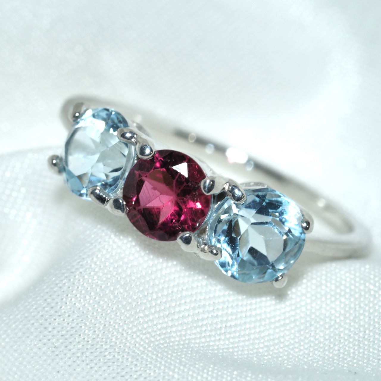 トルマリン 0.38ct トパーズ1.28ct リング pt900 Tourmaline