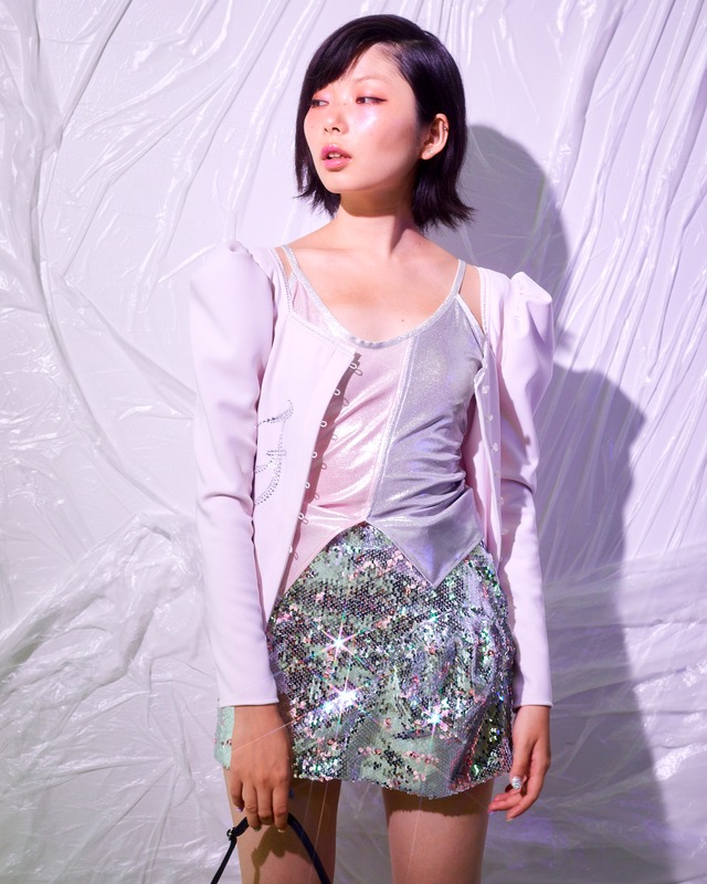 KIRAKIRA west draping camisole - Pink/Gray