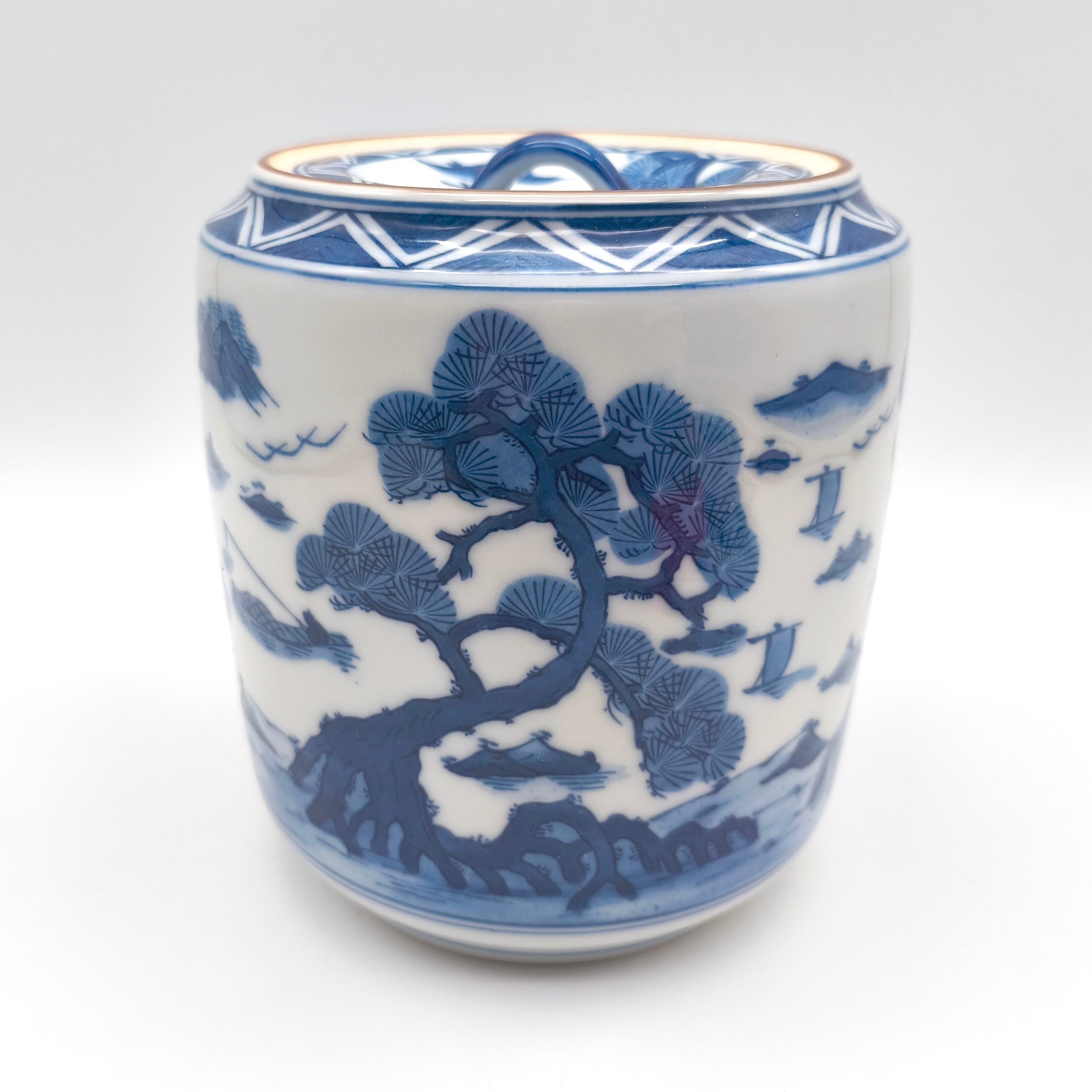 1319  茶道具　染付竹文水指　手塚景雲作　未使用 1319 茶道具 染付竹文水指 手塚景雲作 未使用 1319 茶道具 染付竹文水