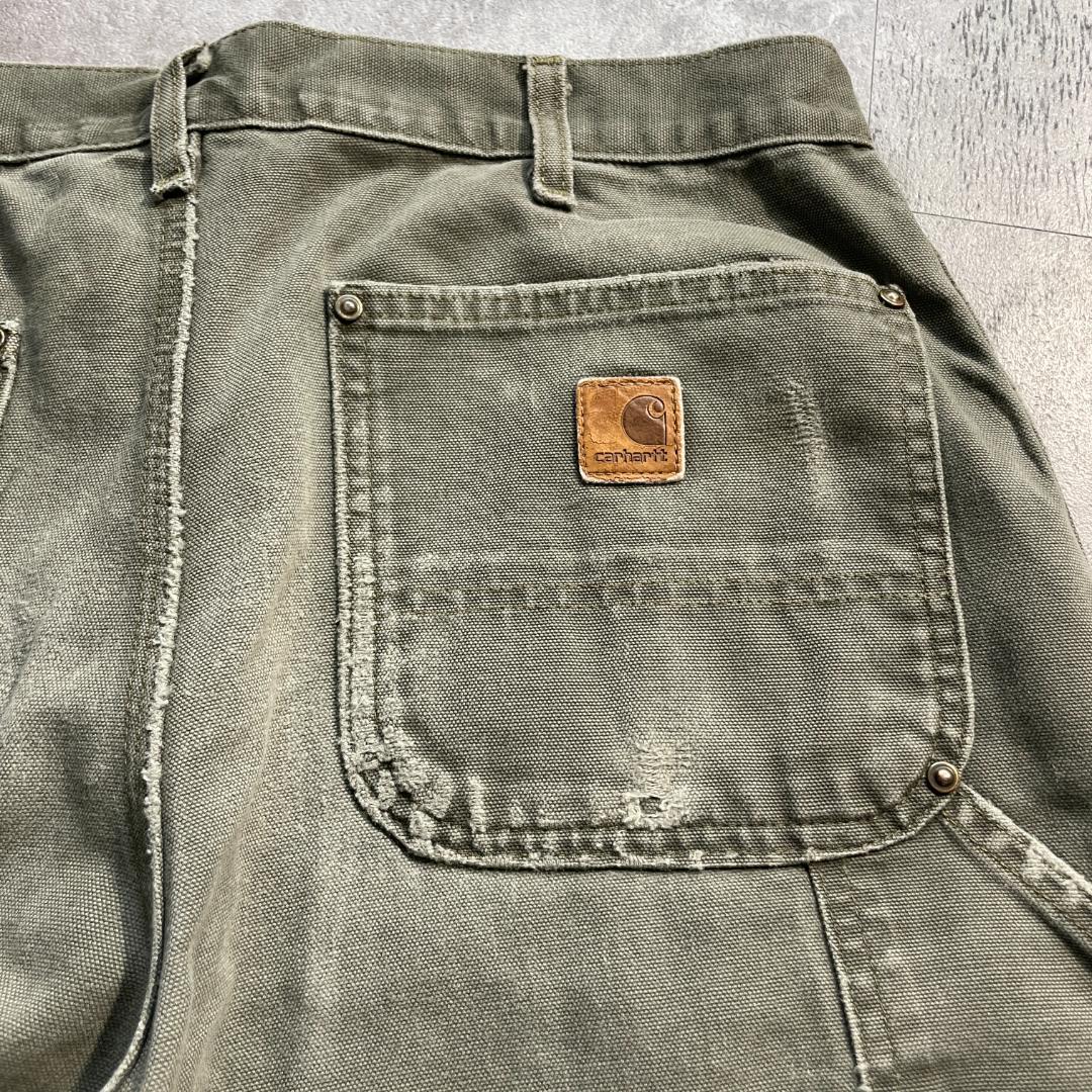 USA生地製 モスグリーン ダブルニー カーハート B136 MOS 34×32 | ib2