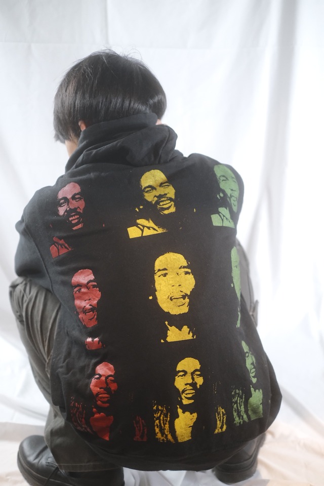 Bob Marley Face Print Zip Up Hoodie