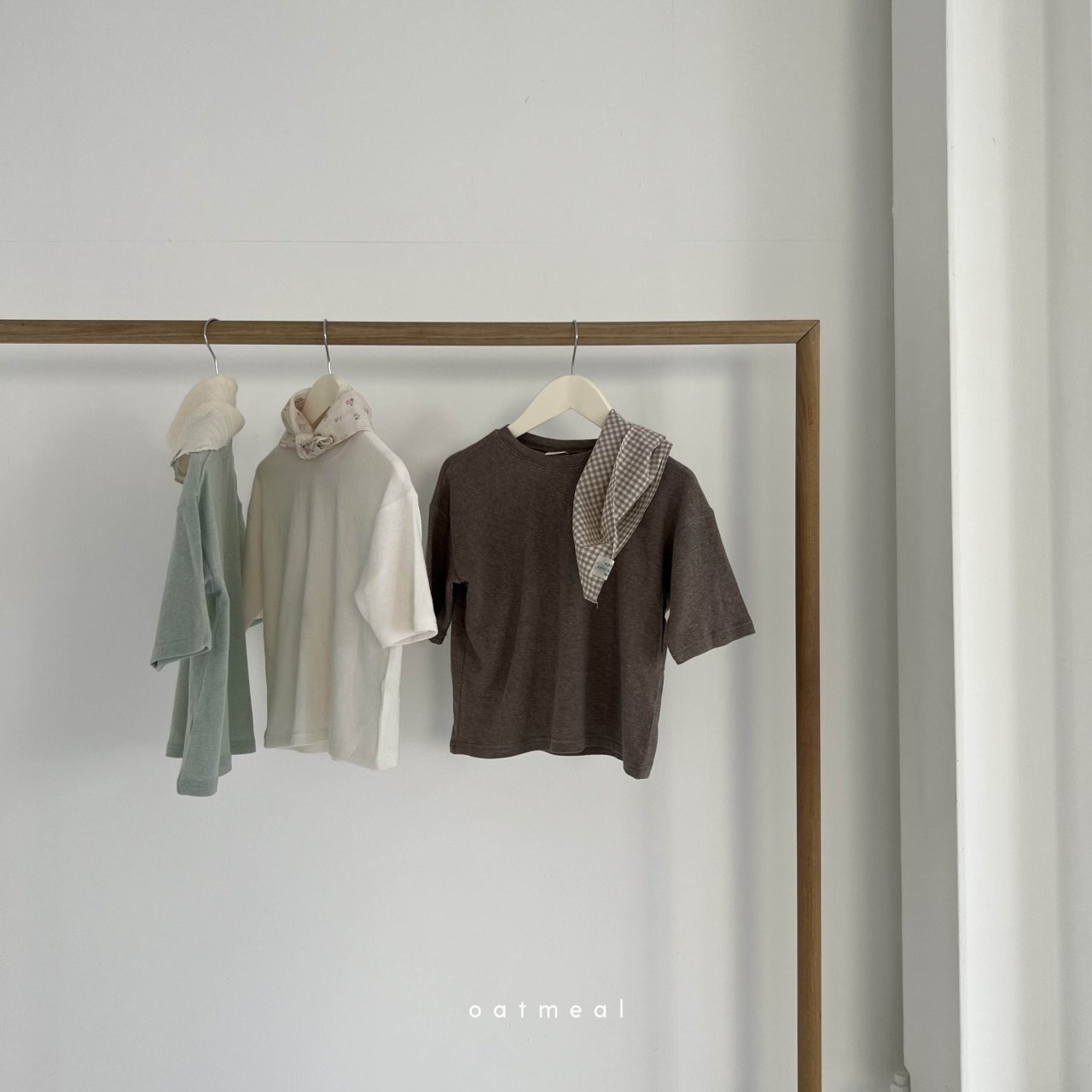 【oatmeal】7部袖ベイクラウンドTシャツ(くすみミント)100〜140cm - 7