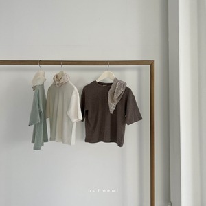 【oatmeal】7部袖ベイクラウンドTシャツ(くすみミント)100〜140cm