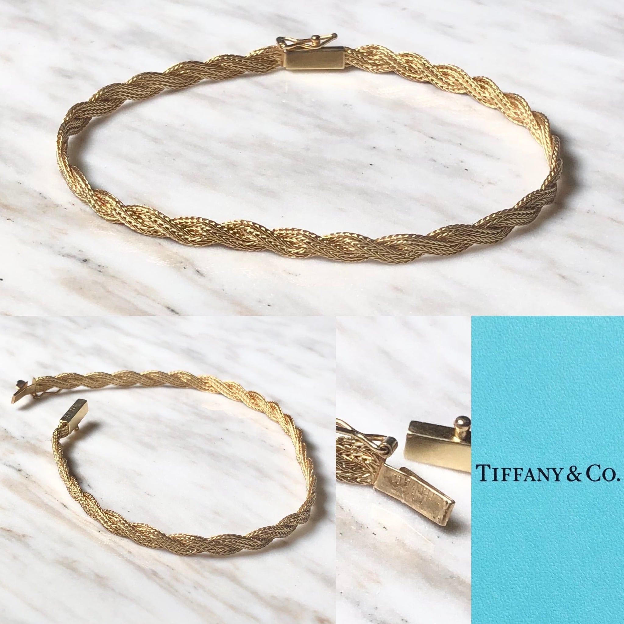 vintage TIFFANY k14 gold braid chain bracelet | NOIR ONLINE