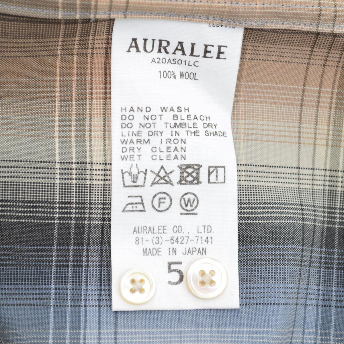 AURALEE 20AW スーパーライトウール　チェック　シャツ　オーラリー