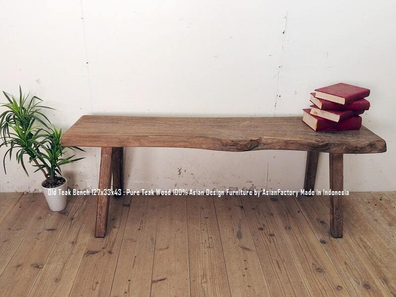 オールドチークベンチ 127cm 一枚板 オールドチーク材 チーク材 総無垢材 個性的 スツール 古木 古材 木製 ウッド アジアン家具 長椅子 木製いす 天然木 バリ家具