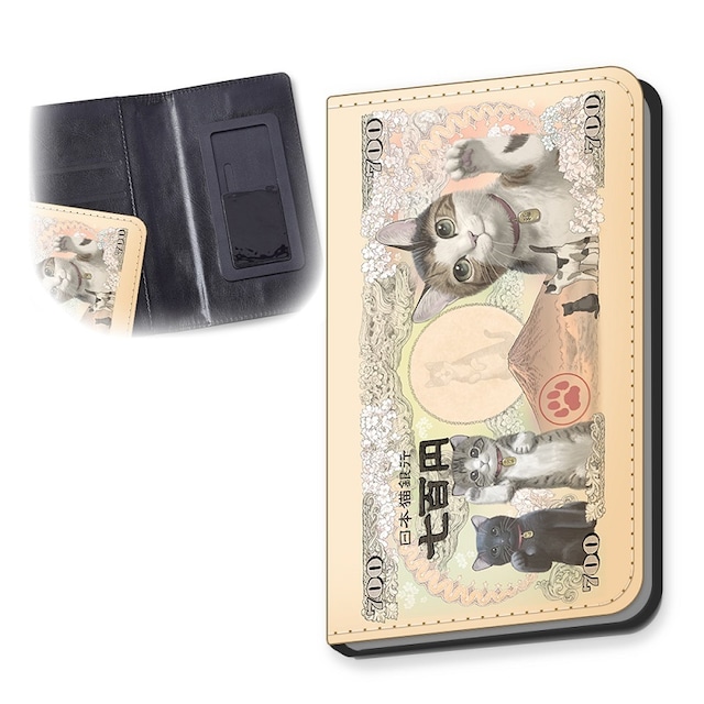 招福・猫紙幣ラウンドファスナー財布