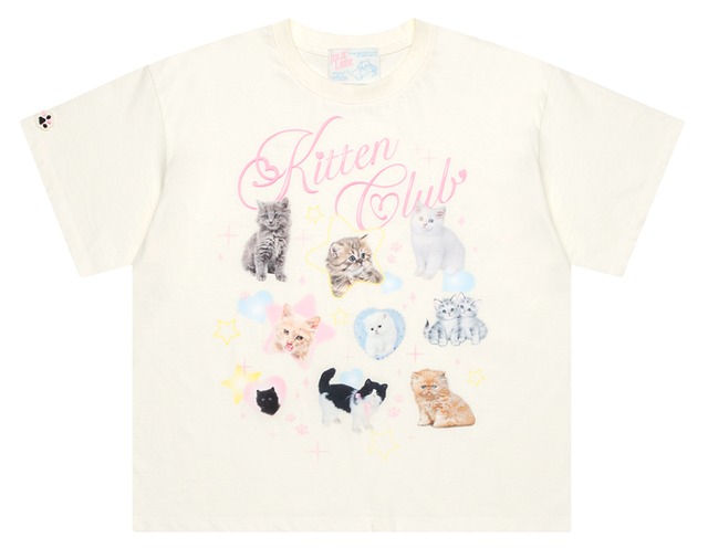 [JOLIE LAIDE] Kitten Club T-Shirt (lemon) 正規品 韓国ブランド 韓国通販 韓国代行 韓国ファッション Vintage Lover Club
