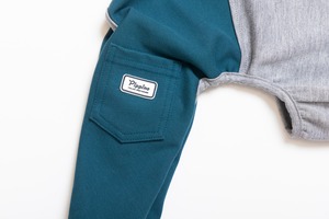 ５スリーブロンパース（5分丈） gray × green  / イタグレ服