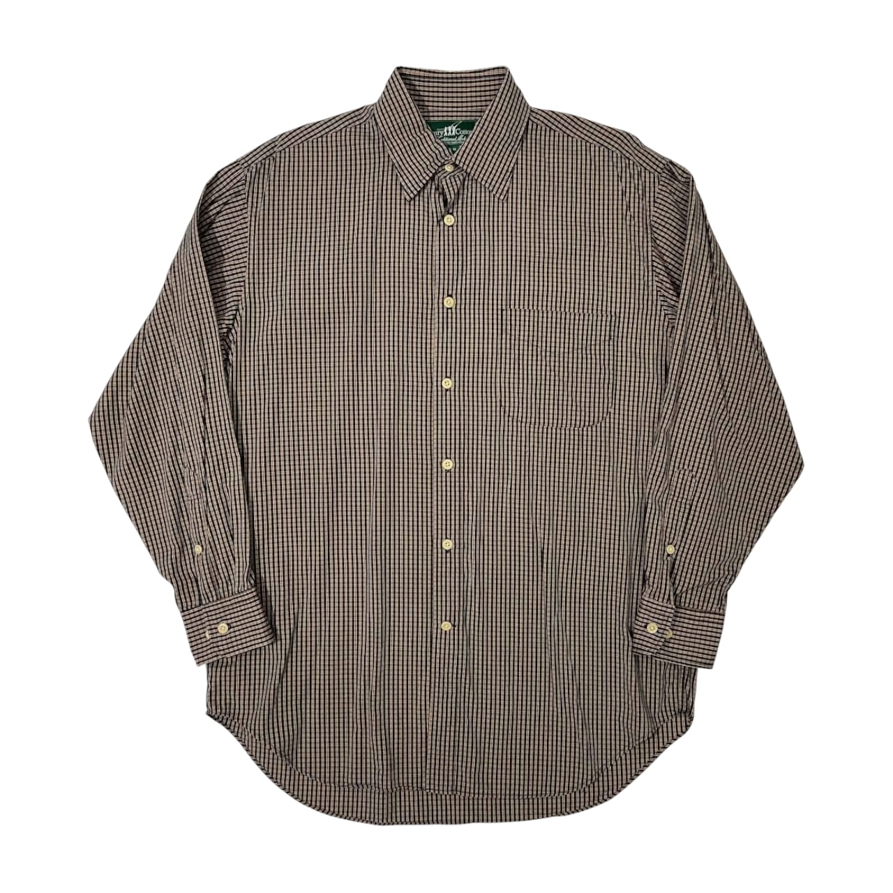 Henry Cotton's ヘンリーコットンズ チェック柄 長袖シャツ ドレスシャツ 41-16 /メンズ/日本製/レナウン/ネイビー×ベージュ系