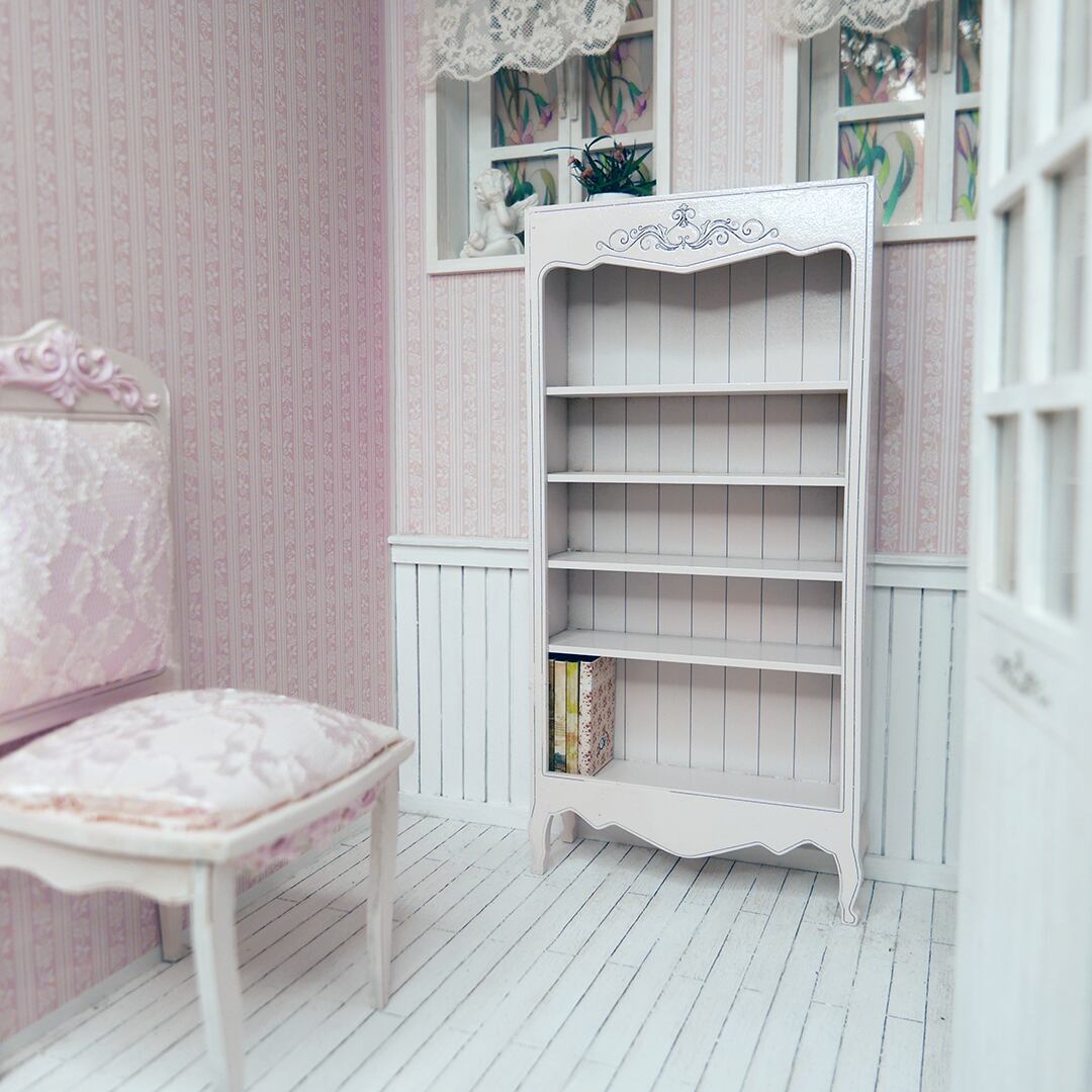 本棚 彫刻 No.1 ピンク キャビネット 1/6 ドールハウス ミニチュア