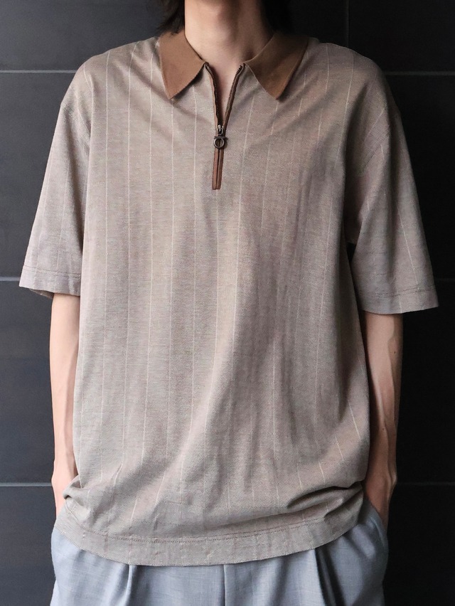 【salvatore ferragamo】coloring half zip polo shirt