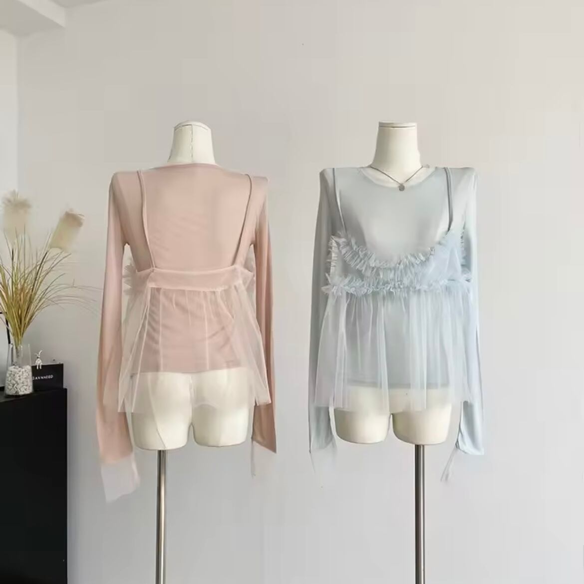 sheer bustier long t-shirt set