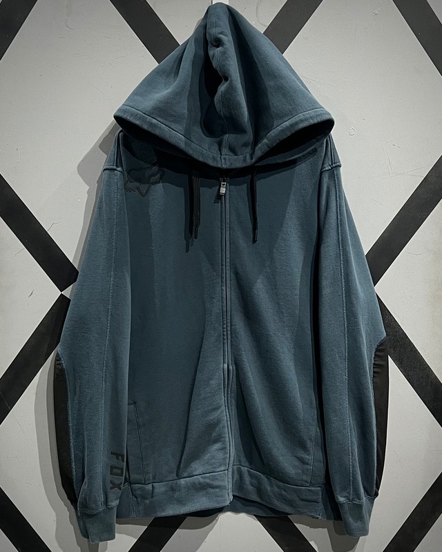 【X VINTAGE】“FOX RACING” Logo Patch Zip Up Hoodie