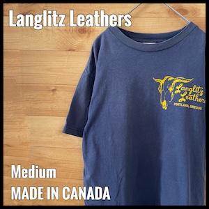 【LanglitzLeathers】カナダ製 Tシャツ バックプリント ワンポイント ラングリッツレザー M  US古着 アメリカ古着