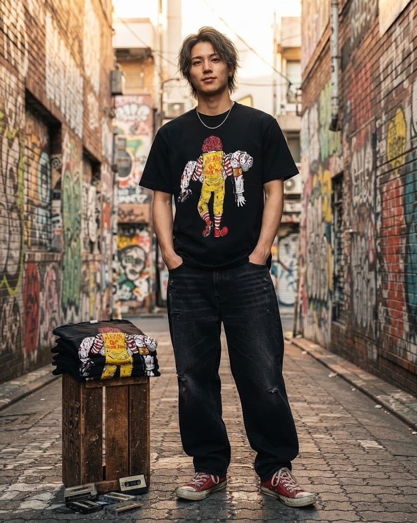 ケンタVSマックTシャツ /ブラック | shanit