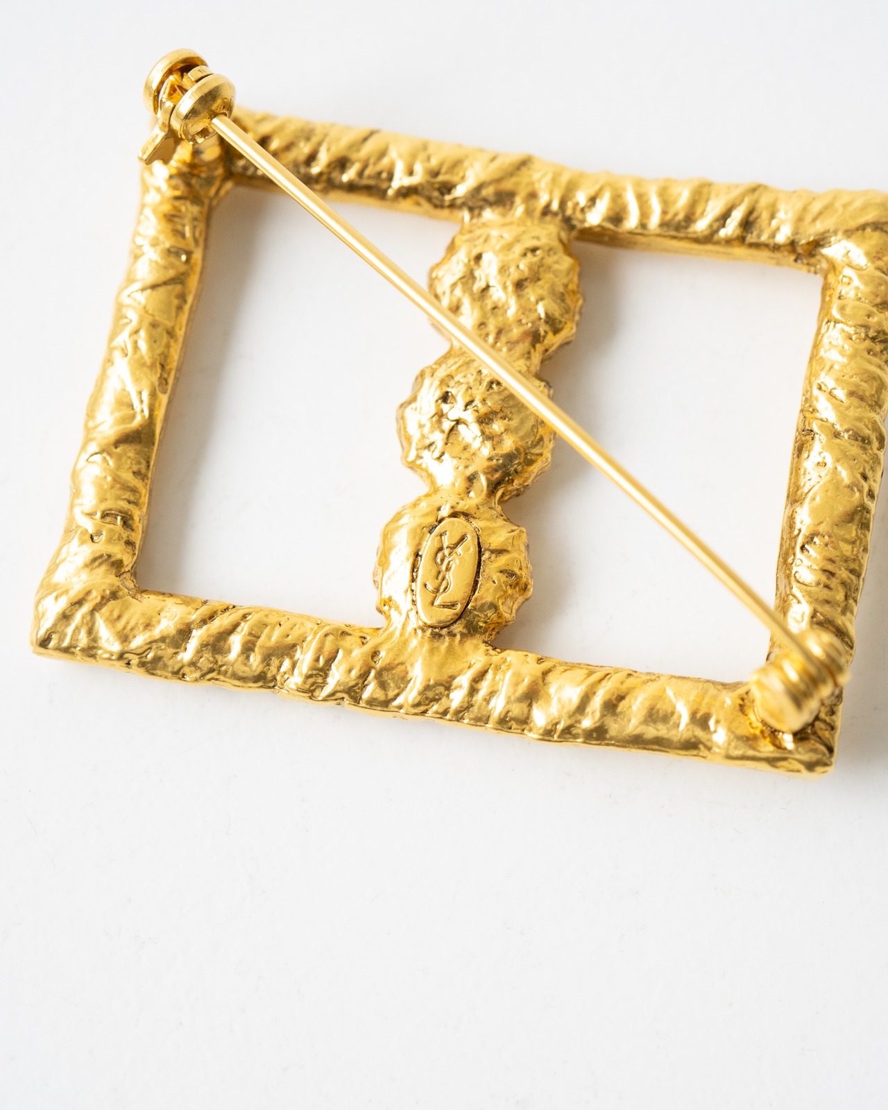 〈Yves Saint Laurent〉Square Rhinestone Brooch 1980