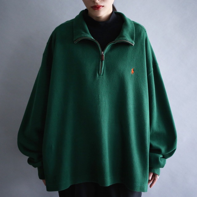 "Polo by Ralph Lauren" box silhouette over size high-neck half-zip pullover