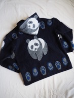 1990’s Ecuador Panda Wool Zip-Up Hoodie／ー